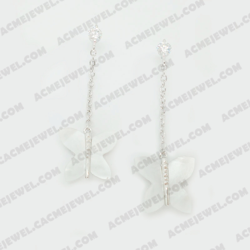 Earrings Brass shiny Rhodium Plating