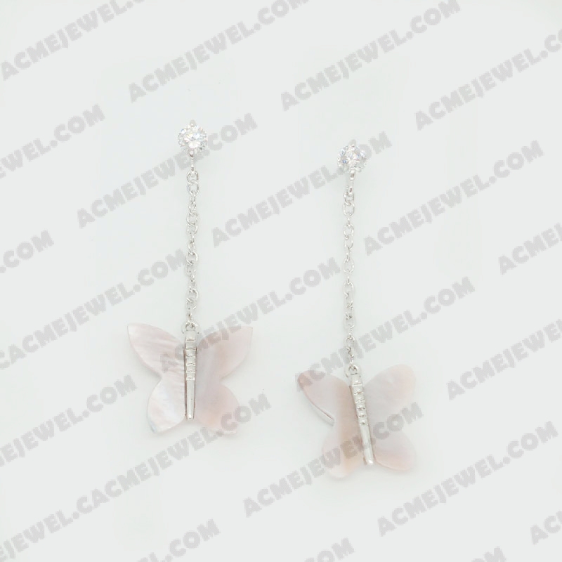 Earrings Brass shiny Rhodium Plating