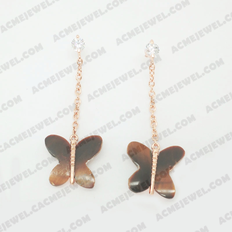 Earrings Brass shiny Rose Gold Plating