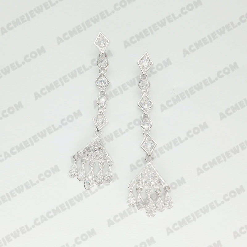 Earrings Brass shiny Rhodium Plating