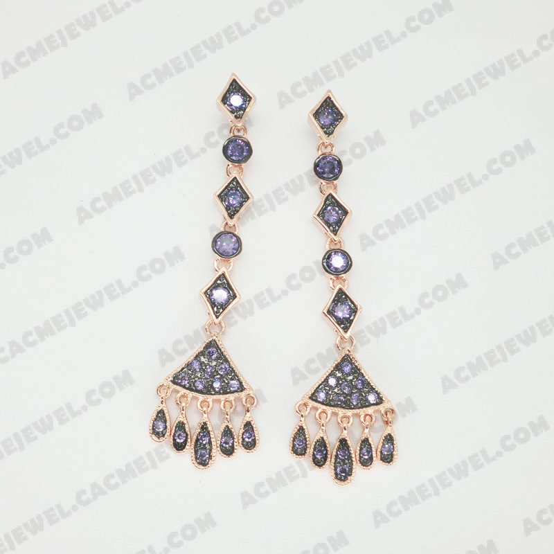 Earrings Brass shiny 2-Tone(Black Rhodium / Rose Gold Plating)