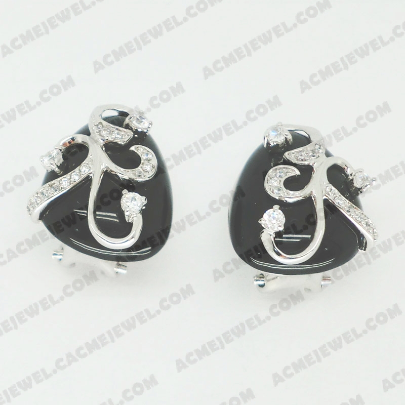 Earrings Brass shiny Rhodium Plating
