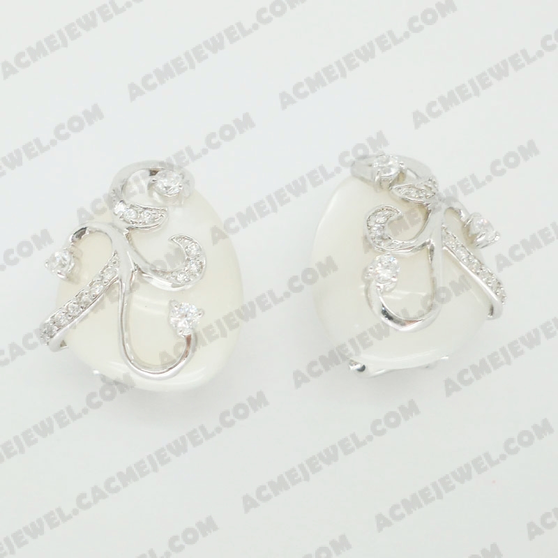 Earrings Brass shiny Rhodium Plating