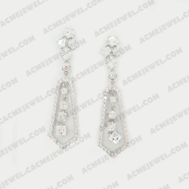 Earrings Brass shiny Rhodium Plating
