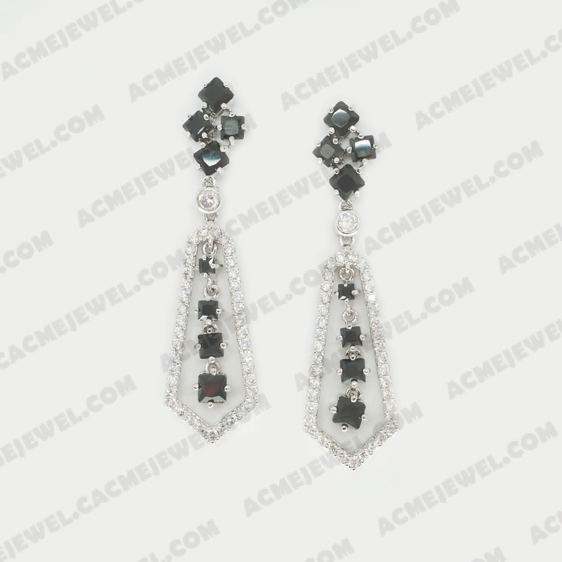 Earrings Brass shiny Rhodium Plating