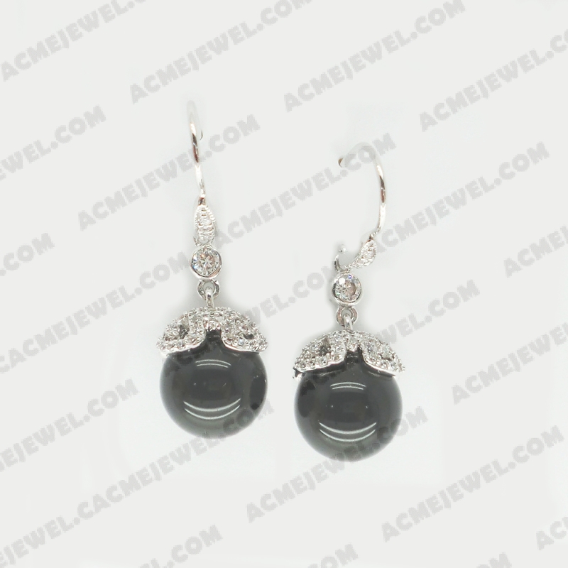 Earrings Brass shiny Rhodium Plating