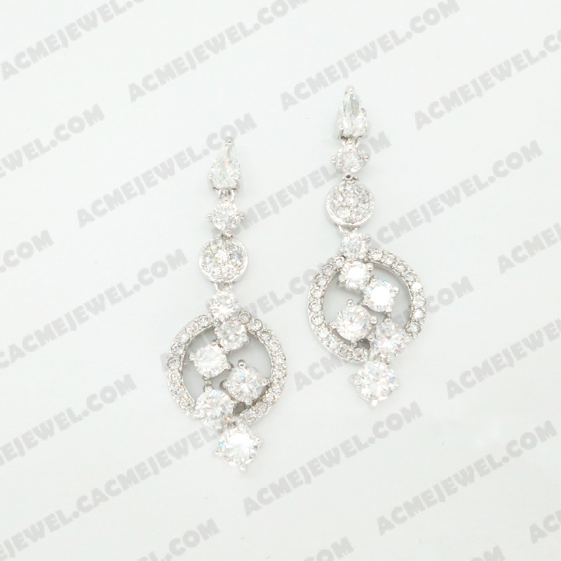 Earrings Brass shiny Rhodium Plating