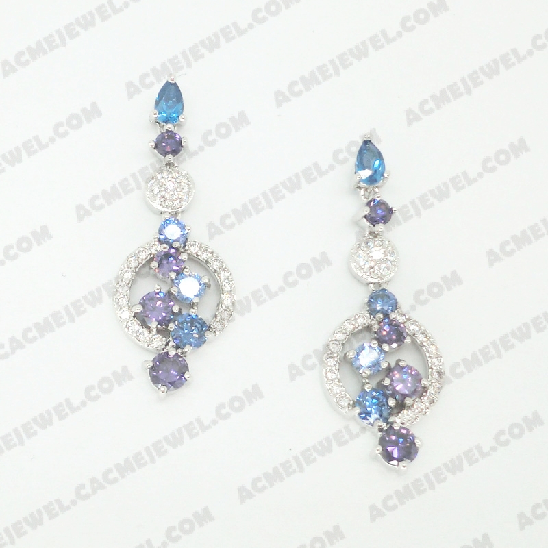 Earrings Brass shiny Rhodium Plating