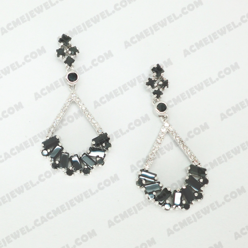 Earrings Brass shiny Rhodium Plating