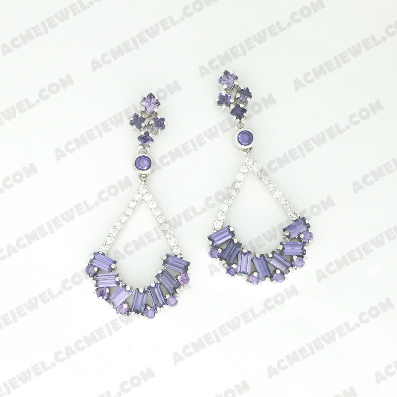 Earrings Brass shiny Rhodium Plating