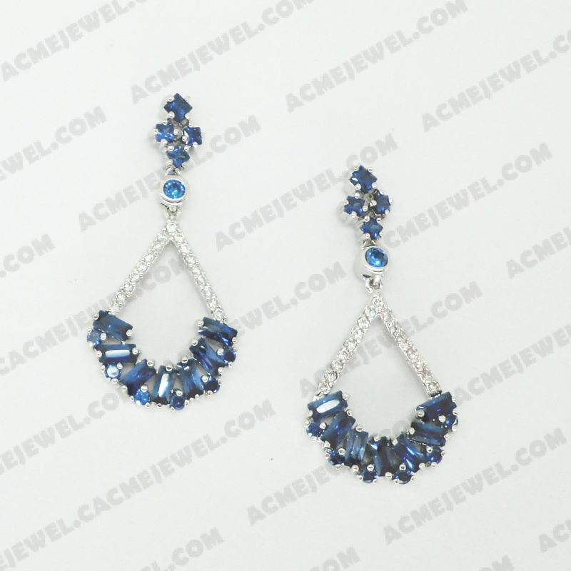Earrings Brass shiny Rhodium Plating