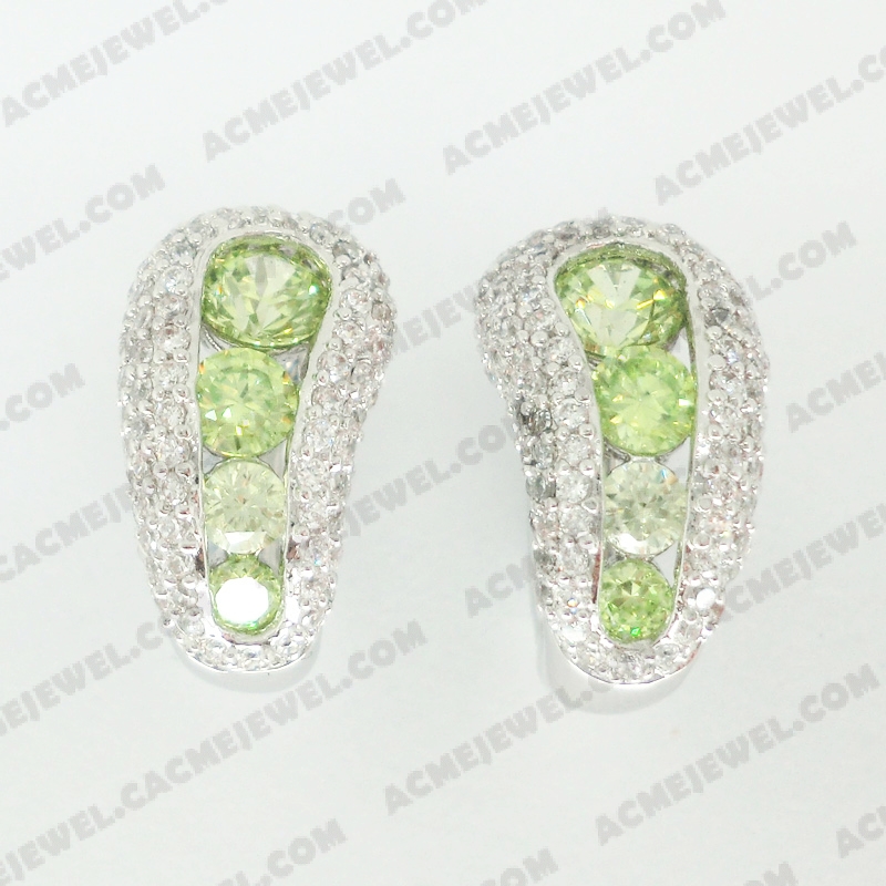 Earrings Brass shiny Rhodium Plating