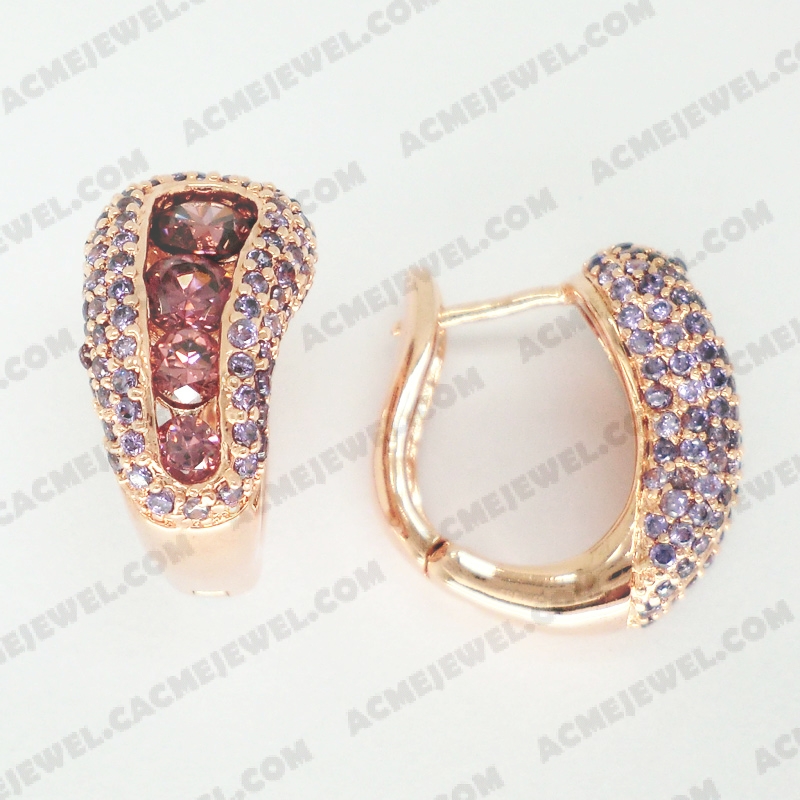 Earrings Brass shiny Rose Gold Plating
