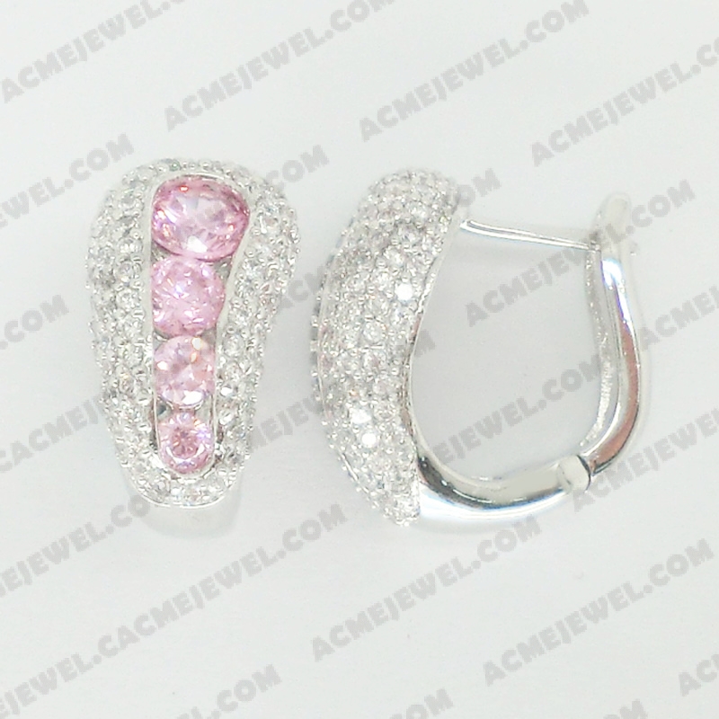 Earrings Brass shiny Rhodium Plating