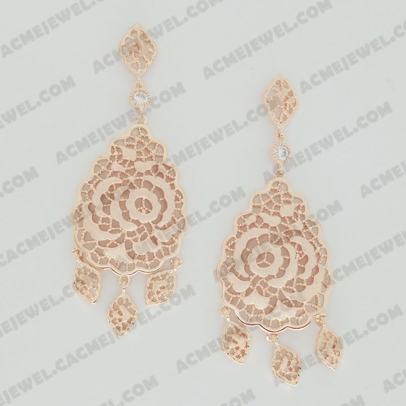 Earrings Brass sand / shiny 2-Tone(Rose Gold Plating(Sand Finishing) / Rose Gold Plating)