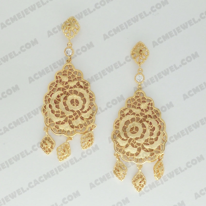Earrings Brass sand / shiny 2-Tone(Gold Plating(Sand Finishing) / Gold Plating)