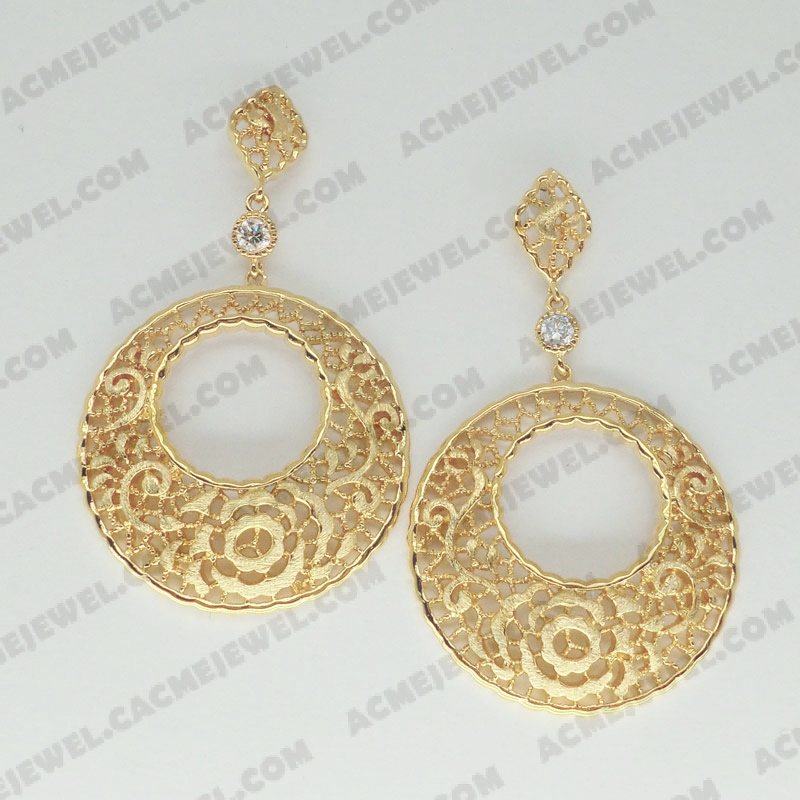 Earrings Brass sand / shiny 2-Tone(Gold plating (Sand finishing)/Gold plating )