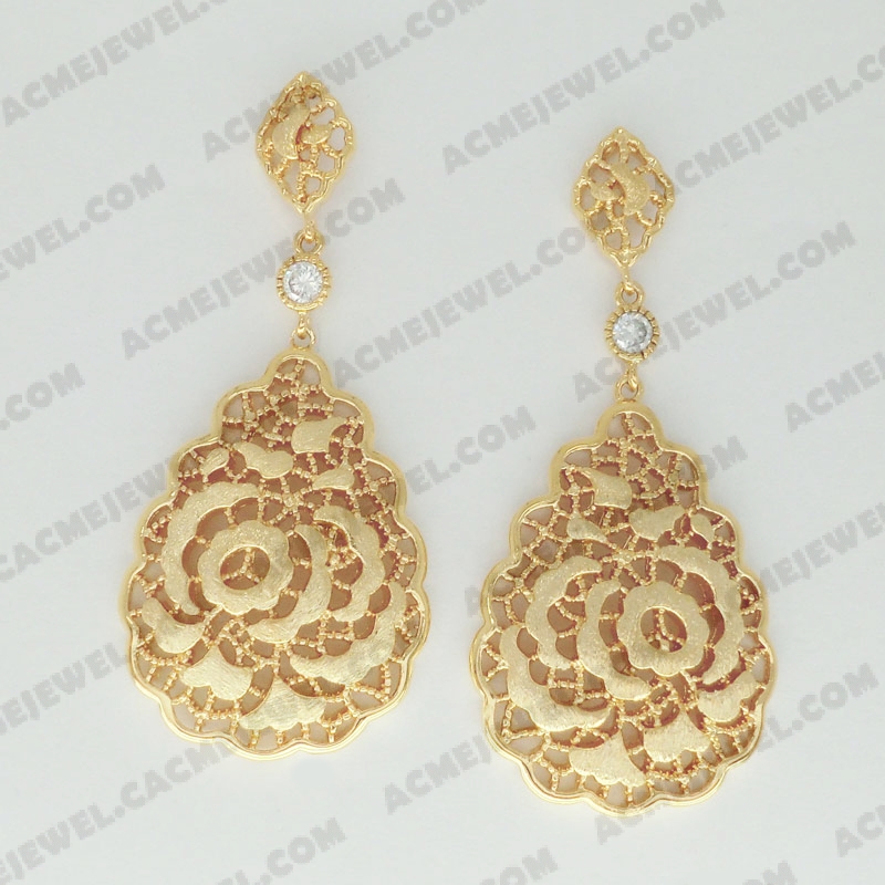 Earrings Brass sand / shiny 2-Tone(Gold plating (Sand finishing)/Gold plating )