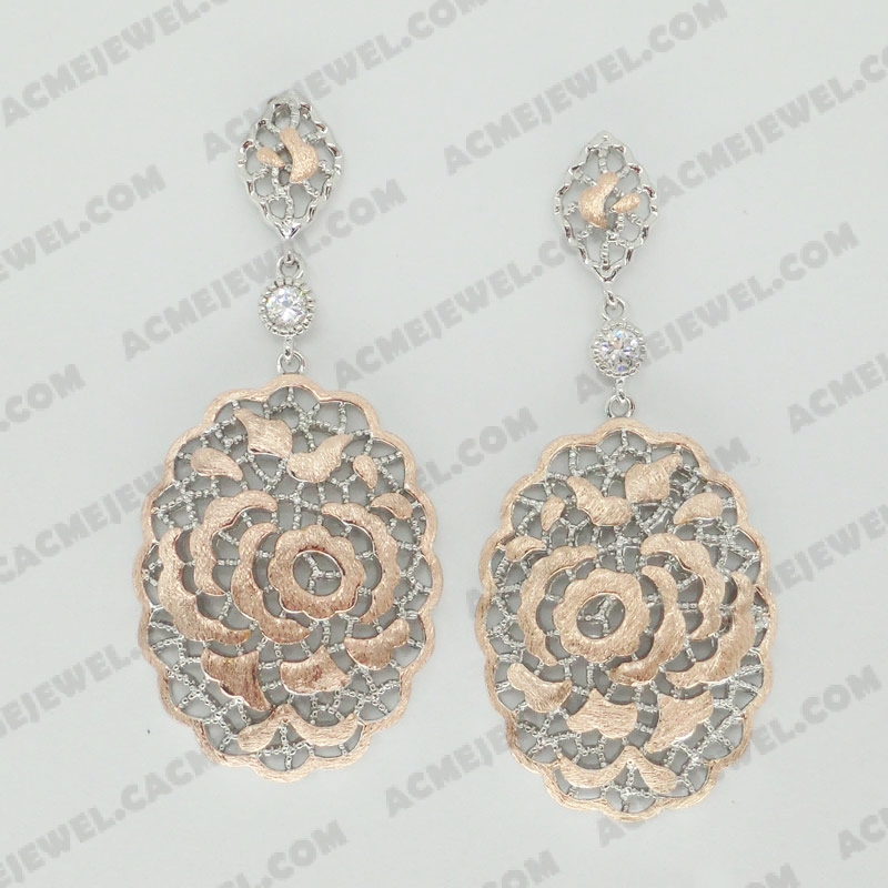 Earrings Brass shiny 2-Tone(Rhodium plating/Chocolate gold plating)