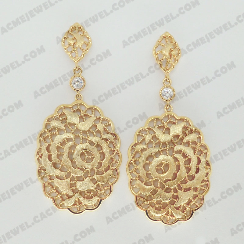 Earrings Brass sand / shiny 2-Tone(Gold plating (Sand finishing)/Gold plating )