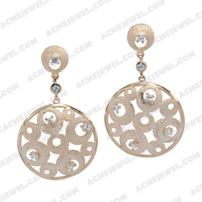 Earrings Silver / Brass  3-tone(rose gold plating / matt rose gold plating / sparkling finishing)