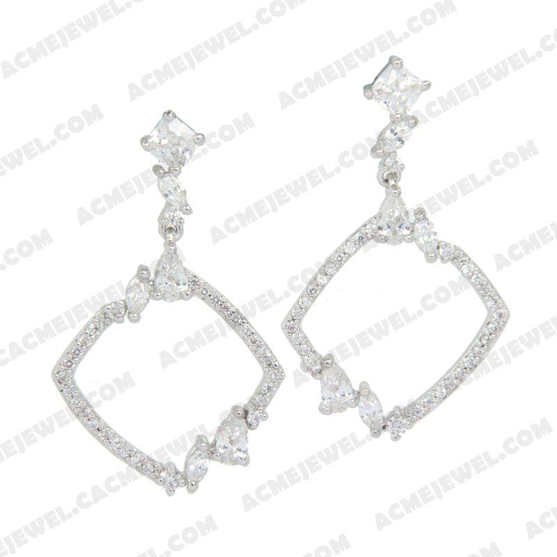 Earrings 925 Sterling Silver  Rhodium 