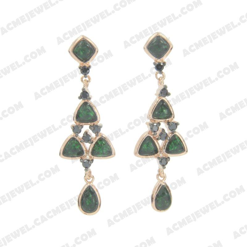 Earrings 925 sterling silver  2-tone Rose gold and black rhodium