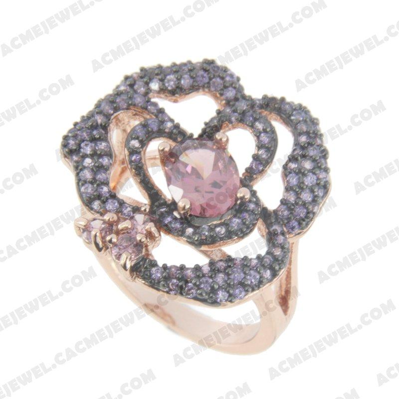 Rings 925 sterling silver  2-tone Rose gold and black rhodium