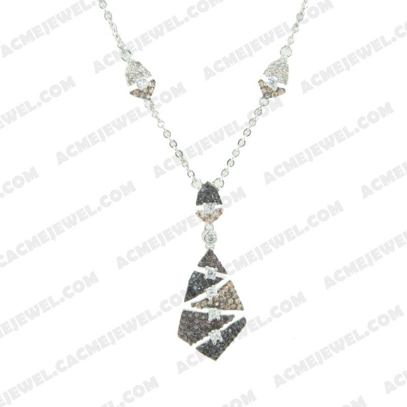 Necklace 925 sterling silver  2-tone Rhodium and black rhodium