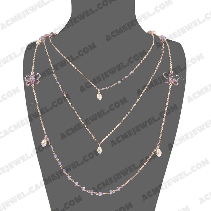Necklace 925 sterling silver  2-tone Rose gold and black rhodium