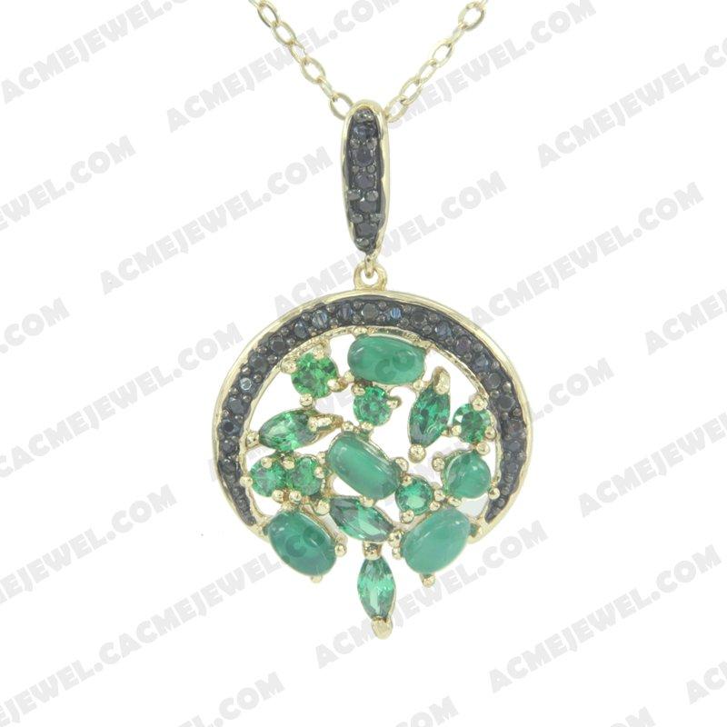 Pendants 925 Sterling Silver 2-tone Gold and black rhodium