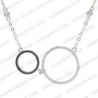   Necklace 925 Sterling Silver 2-tone Rhodium and black rhodium