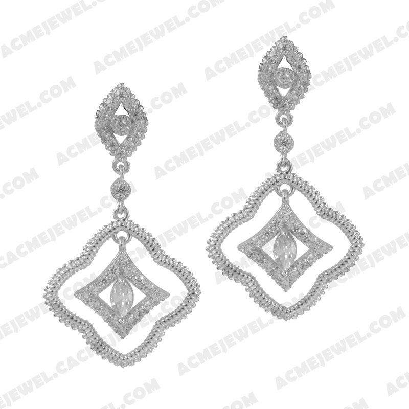 Earrings 925 sterling silver  White Rhodium 