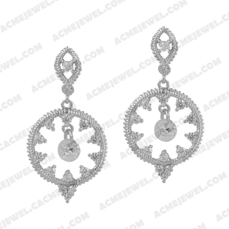 Earrings 925 sterling silver  White Rhodium 