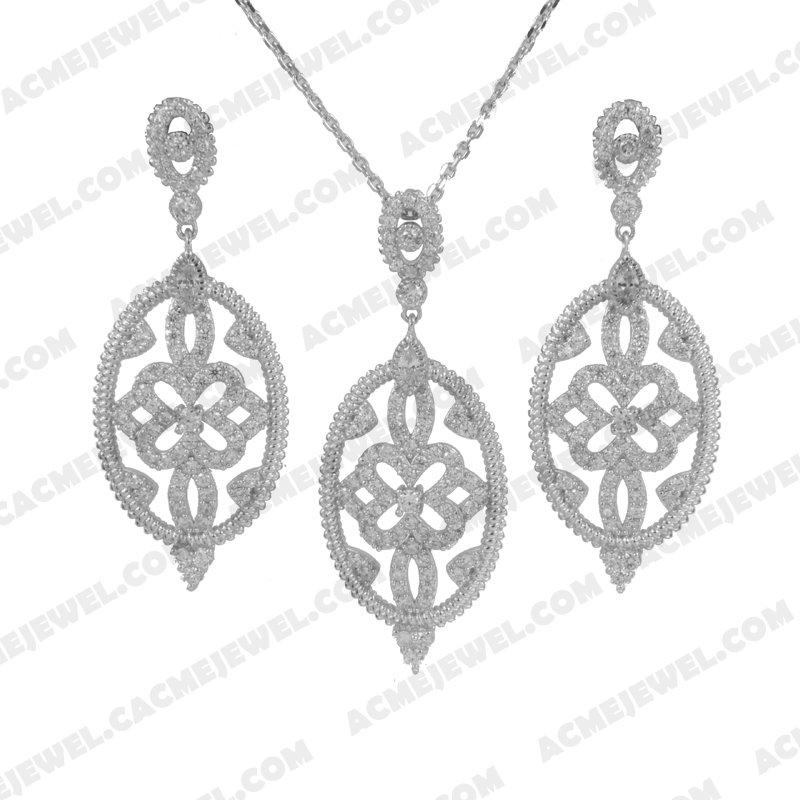 Jewellery Set 925 sterling silver  White Rhodium 