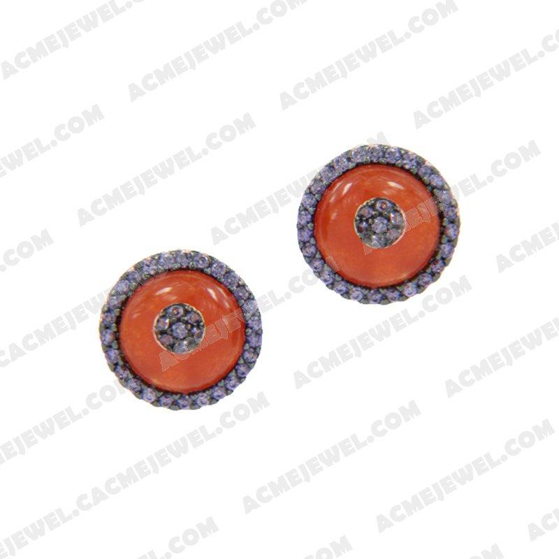 Earrings 925 Sterling Silver 2-tone Rose gold and black rhodium