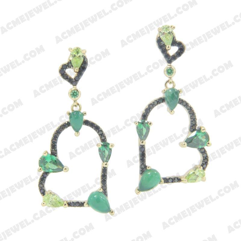 Earrings 925 Sterling Silver 2-tone Gold and black rhodium