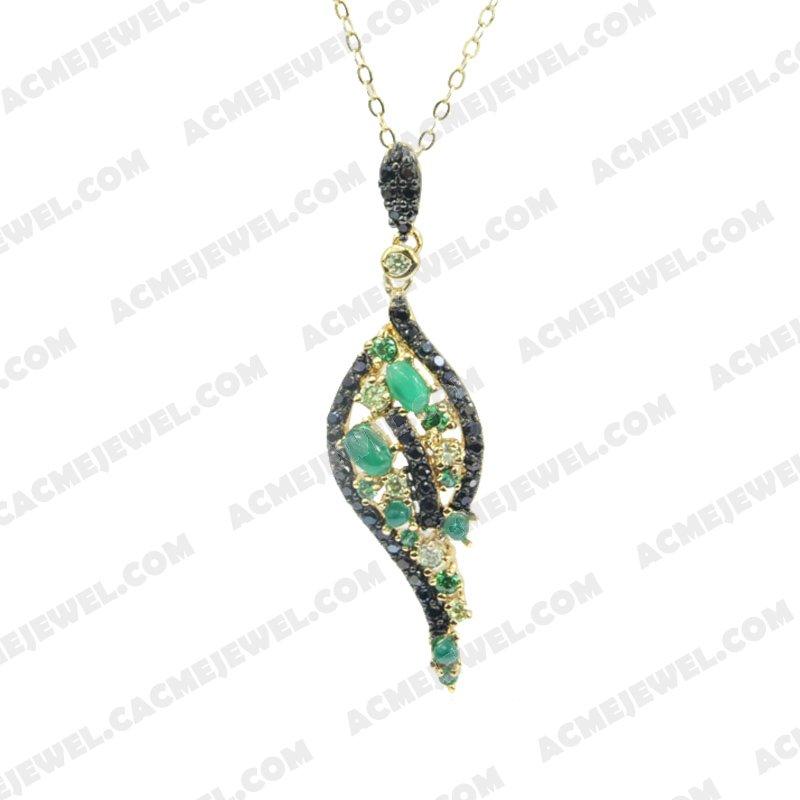 Pendants 925 Sterling Silver 2-tone Gold and black rhodium