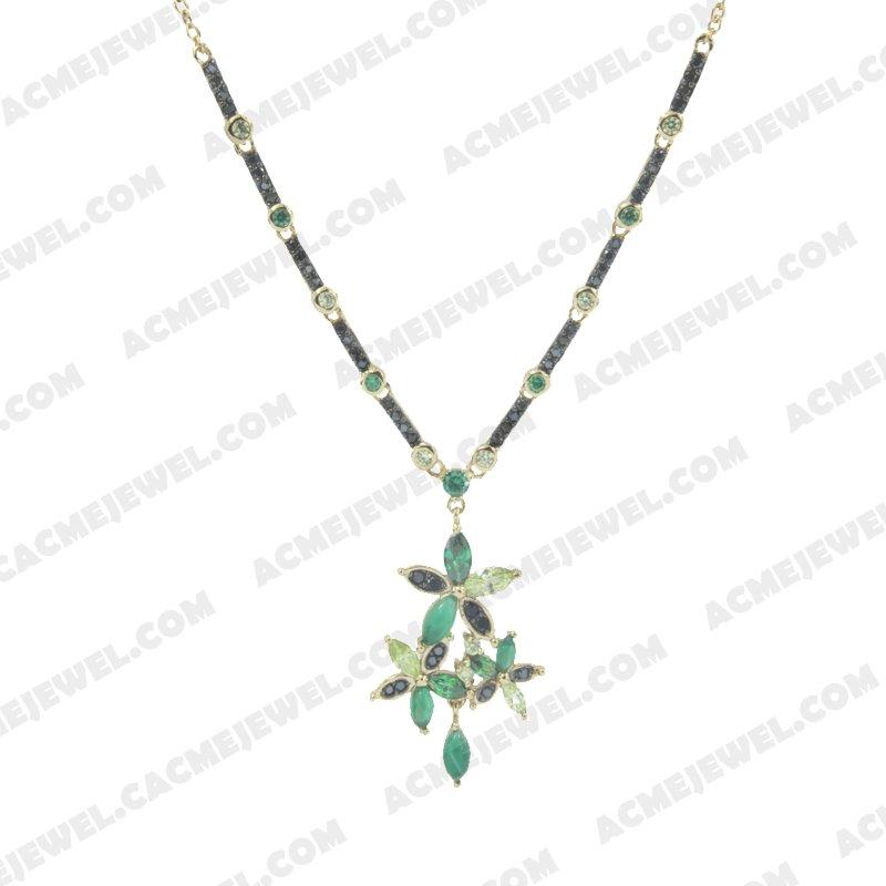 Necklace 925 Sterling Silver 2-tone Gold and black rhodium