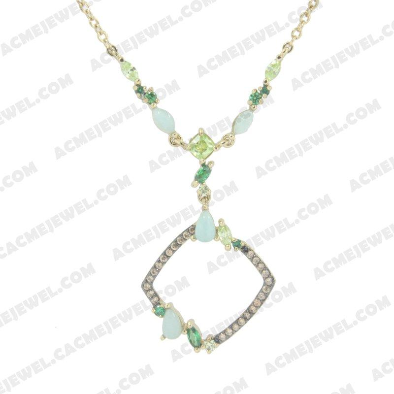 Necklace 925 Sterling Silver 2-tone Gold and black rhodium