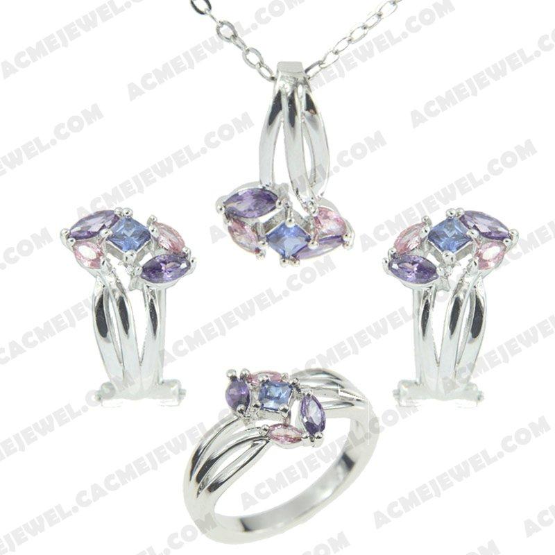 ﻿Jewellery Set 925 sterling silver   Rhodium 