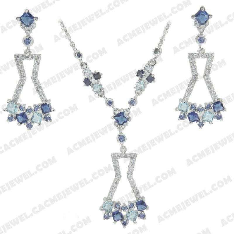 ﻿Jewellery Set 925 sterling silver   Rhodium 