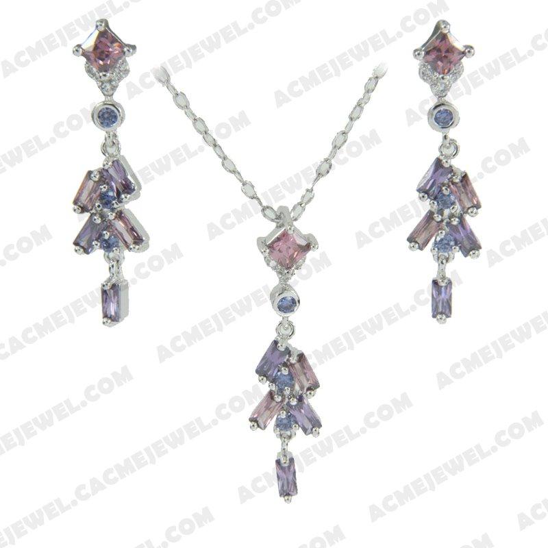 ﻿Jewellery Set 925 sterling silver   Rhodium 