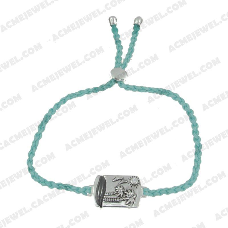 Bracelets & Bangles Cord with 925 sterling silver 2-tone Rhodium and black smear