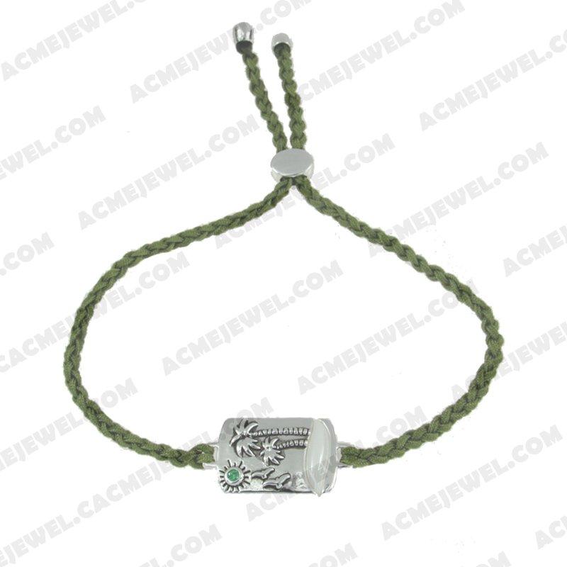 Bracelets & Bangles Cord with 925 sterling silver  2-tone Rhodium and black smear