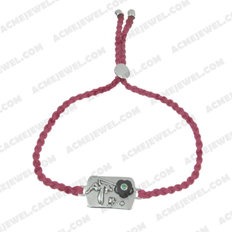 Bracelets & Bangles Cord with 925 sterling silver 2-tone Rhodium and black smear