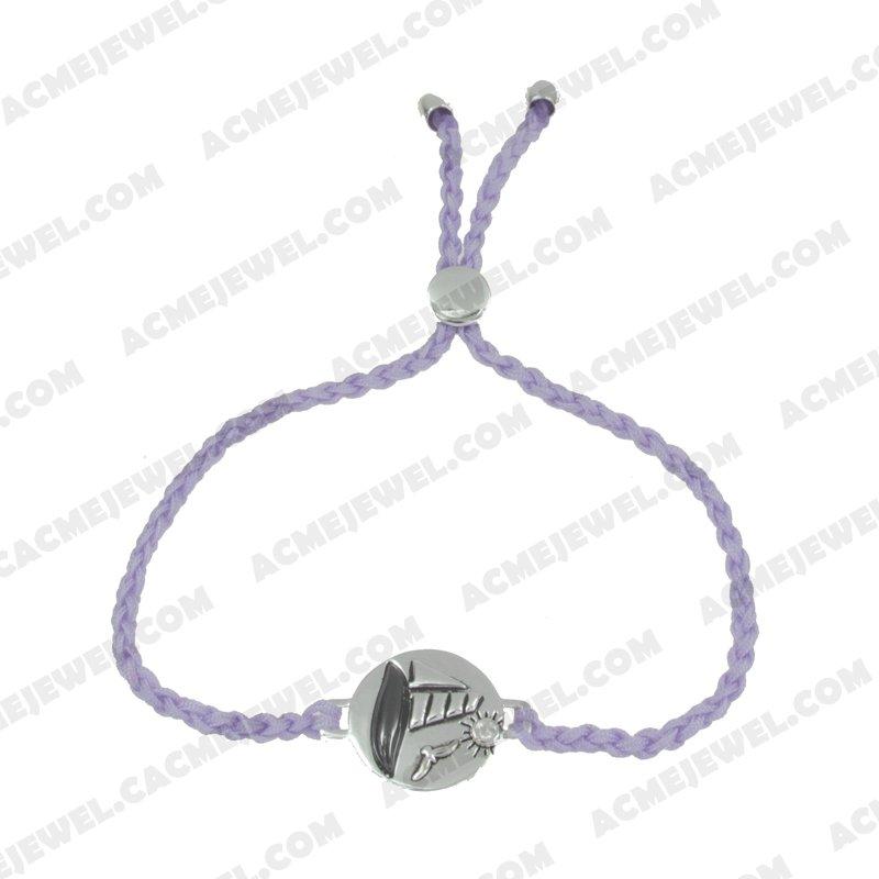 Bracelets & Bangles Cord with 925 sterling silver 2-tone Rhodium and black smear