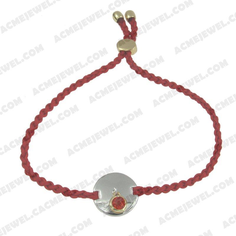 Bracelets & Bangles Cord with 925 sterling silver 2-tone Gold and rhodium